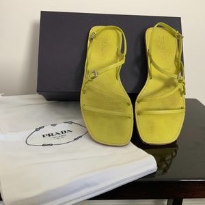 PRADA Square toe strappy leather sandals